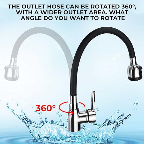Mitigeur eau froide eau chaude pivotant 360 robinet noir - 7