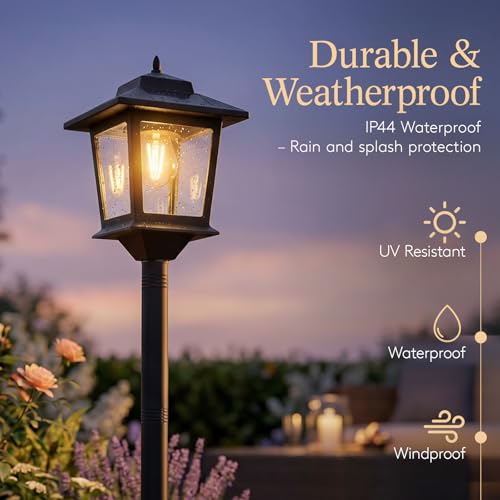 PASAMIC Outdoor Solar Post Lights, 2-Pack 63" Dusk to Dawn Solar Lamp Posts, Waterproof Floor Lamps, Warm White Pole Lights for Patio with Replaceable Bulb by PASAMIC - Image 4