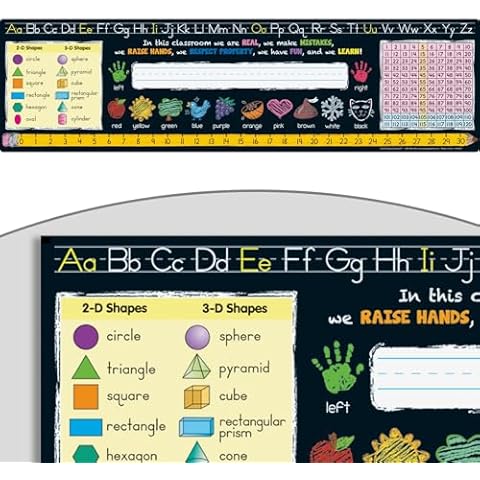 Really Good Stuff Chalkboard Style Grades K-2 Self-Adhesive Vinyl Desktop Helpers - Set of 24 Student Desk Name Tags Pre-Cut, Durable, and Versatile Cover