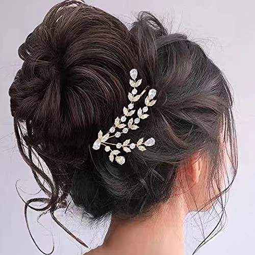 Missgrace Bride Wedding Crystal Hair Comb Clip Silver Leaf Bridal Headpieces Leaf Hair Pieces Rhinestone Bridesmaid Side Combs Hair Accessories for Women