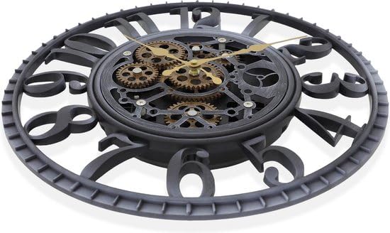 Reloj de pared industrial con engranajes móviles – Aspecto Vintage resistente – Retro – Perfecto para sala de estar, oficina y dormitorio – Único Eyecatcher