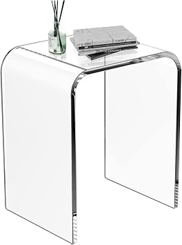 FansaFurn Acrylic Side Table, Clear End Table with Waterfall Edges, Acrylic Nightstand for Livingroom Small Spaces Bedroom