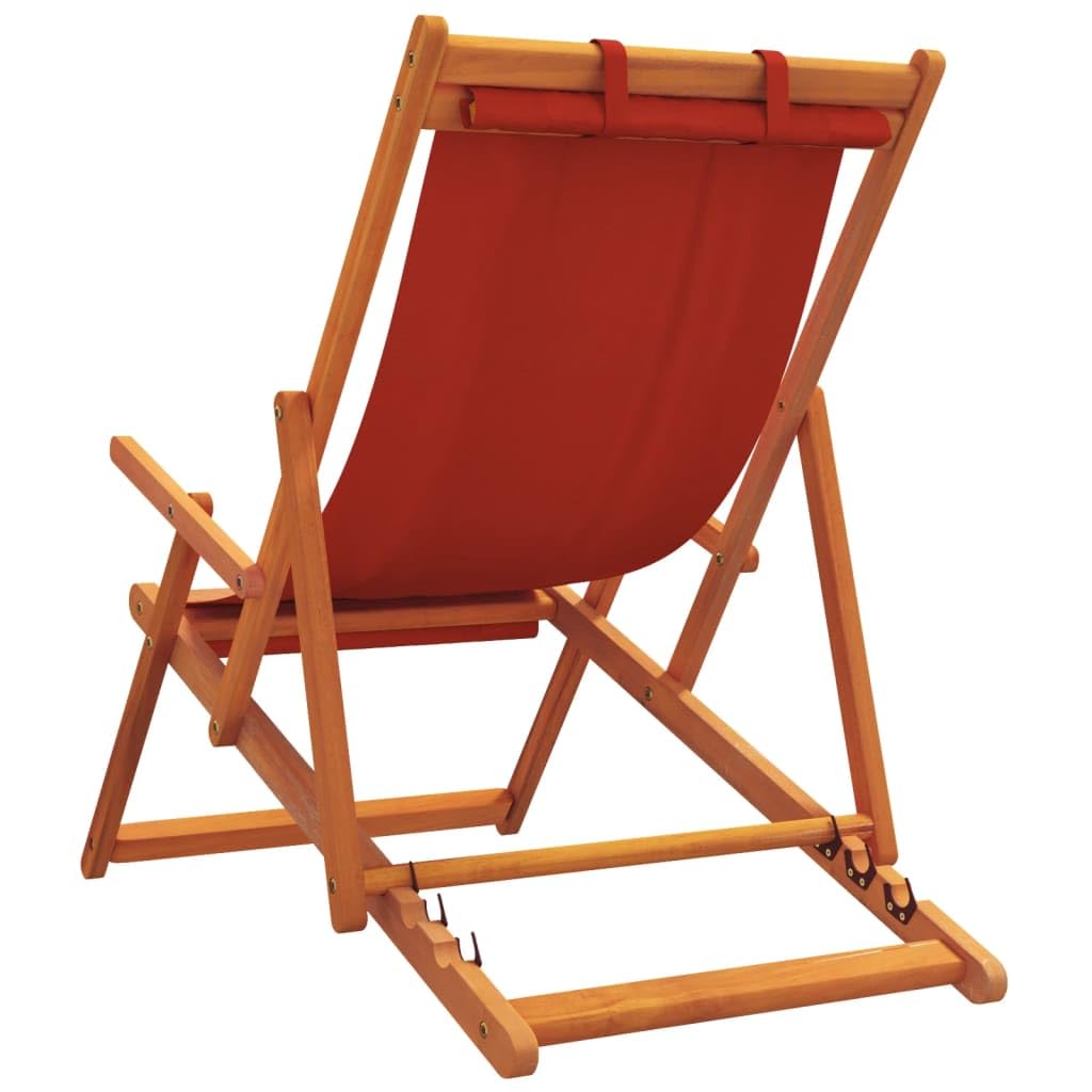 Sedie Pieghevoli 2 Pezzi Tessuto Rosso Legno Eucalipto