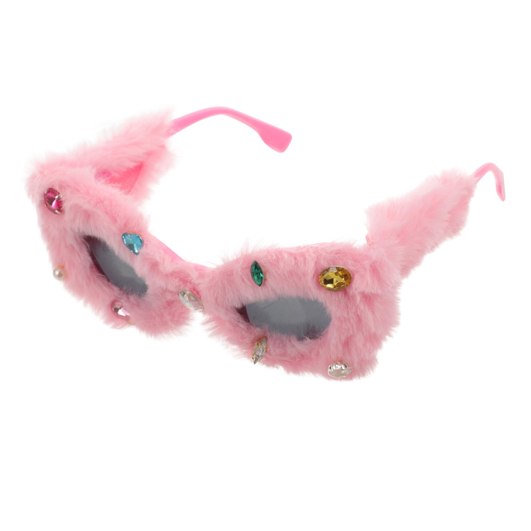 Healvian 5 Piezas Gafas De Sol De Peluche Anteojos De Sol Afelpados Pelo Divertido Delirio Gafas De Sol De Felpa Gafas De Sol Esponjosas Festival De Gafas De Sol Fiesta Mujer Resina Rosa