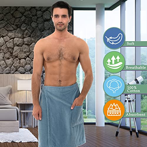 image for TowelSelections Mens Shower Wrap Adjustable Cotton Terry Velour Wrap G