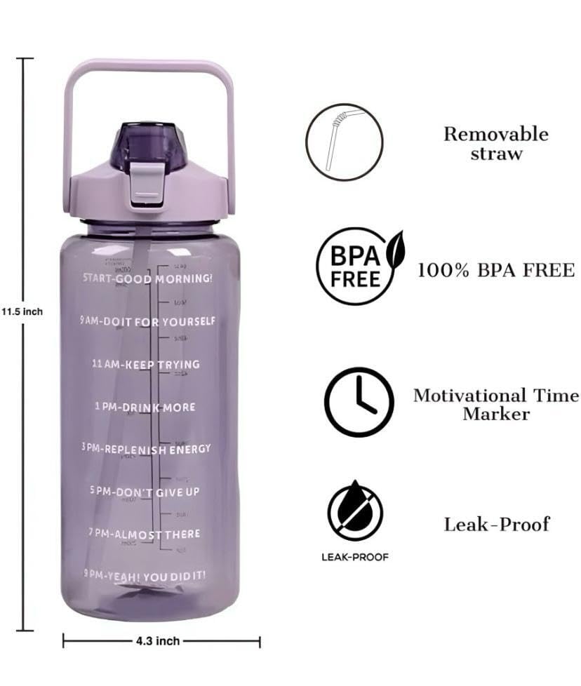 Plastic Epick Motivatioanal Transparent 2-Liter Professional Water Bottle For Enhanced Hydration And Inspiration (Blue 2L Bottle) 3 51wrvP406sL