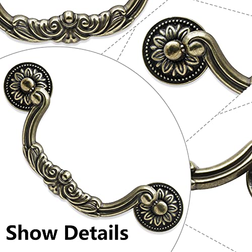 Uenhoy 4 Pcs 5 Inch Bail Handle Drop Pulls Vintage Drop Bail Drawer Pulls Antique Bronze Cabinet Pull Handles (5" Hole Spacing) #TOP3