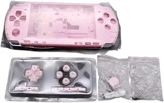 TPPT PSP 3000シリーズ交換用ケースキット - DIY改造、 フロントカバー、ミドルフレーム、バックカバー、ボタンアセンブリ、ネジ付属 (ピンク)