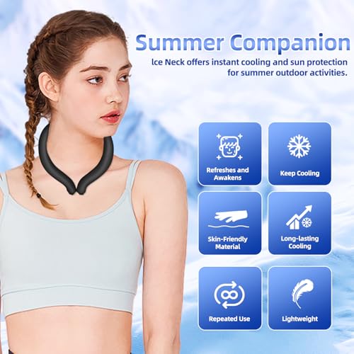 Image of Neck Cooling Tube, Wearable Body Cooler Freeze Below 64F with Insulated Bag, Reusable Cooling Neck Wraps for Summer, Outdoor Sports, Hiking, Travel, Hot Weather Relief for Men & Women (Black*2)