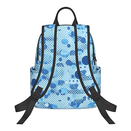 Sac à dos léger imprimé à pois bleus au design bicolore unique - 3