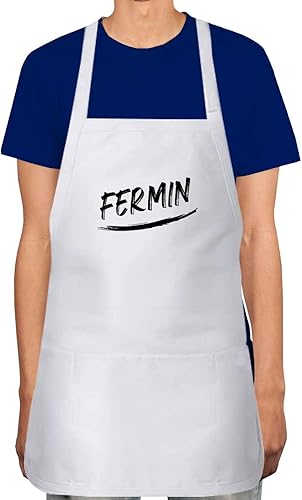 Makoroni - Fermin Name Apron Adjustable Kitchen Chef Apron with 2 Pockets Cooking Baking, DesC35