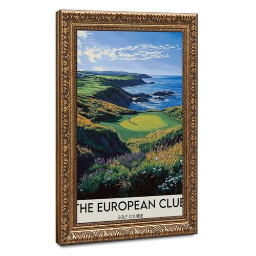 Poster golf européen sur toile idée cadeau originale salon 61x91 cm