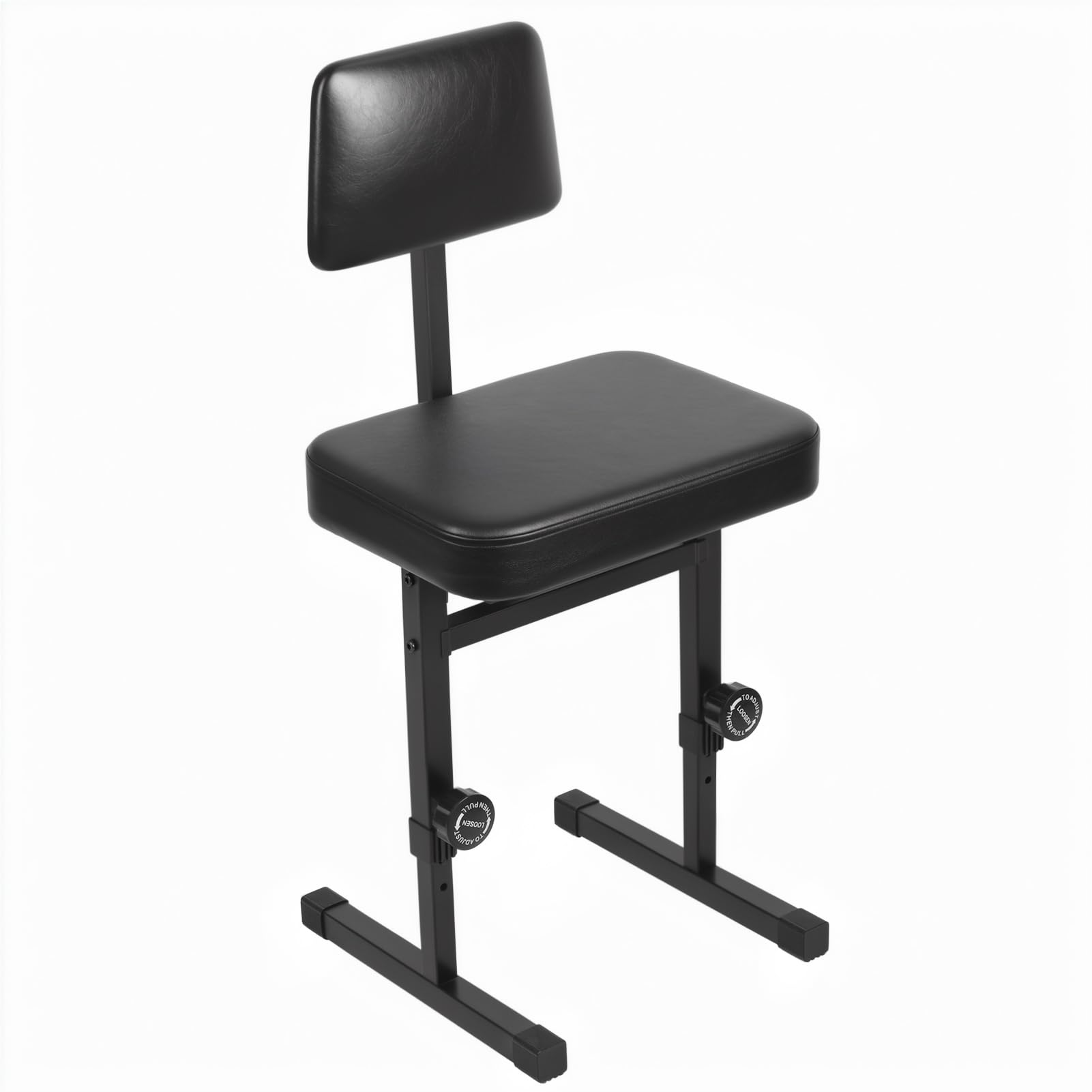 Taburete de piano, banco ergonómico ajustable con respaldo, marco de metal resistente, cojín acolchado, patas de goma antideslizantes, cómodo banco de teclado para músicos, estudio en casa y uso de