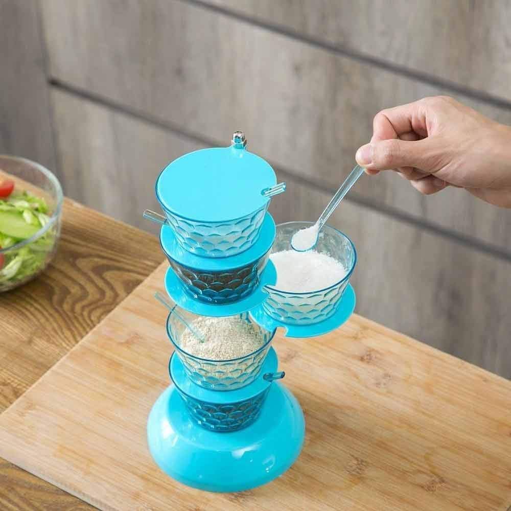 4 Barattoli Per Spezie Con Coperchio Girevole - Acciaio Inossidabile, Argento - Dosatori Per Salsa E Condimenti - Foto 5