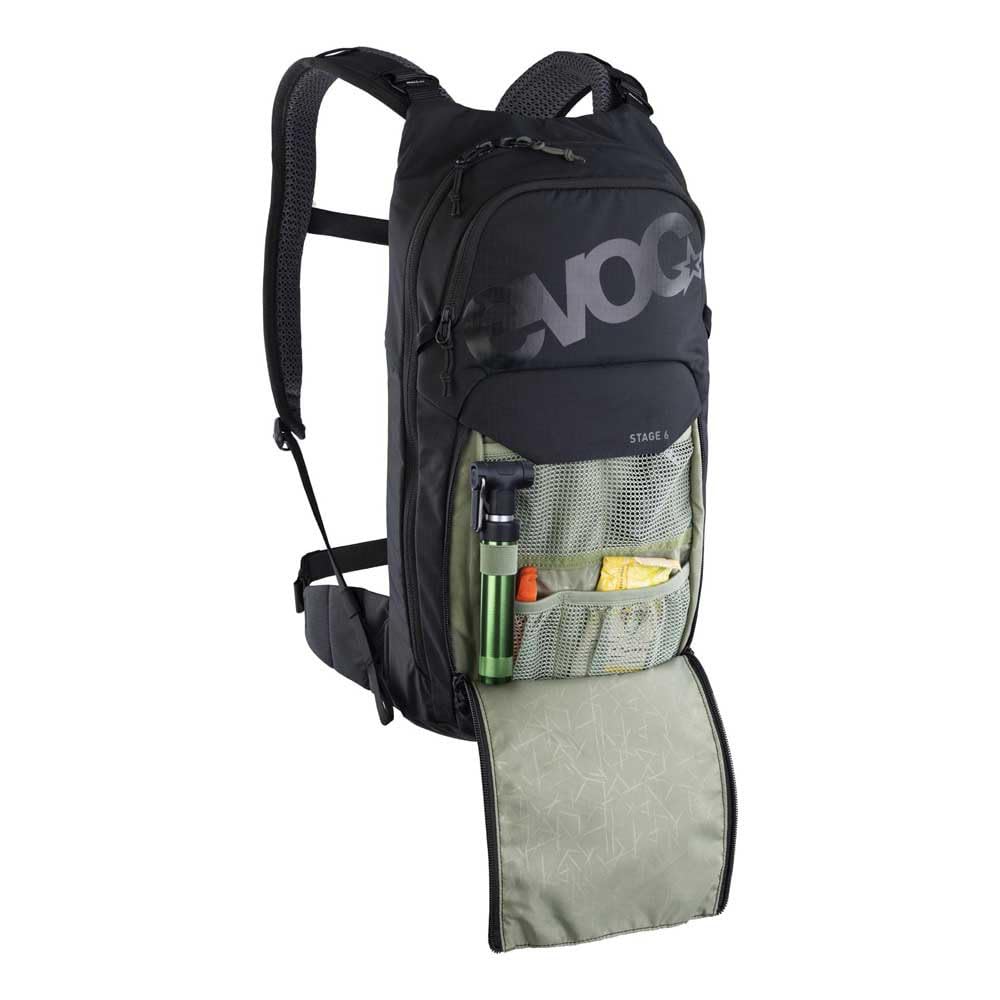 EVOC STAGE 6, Backpack (verstellbare Schultergurte durch BRACE LINK, AIR FLOW CONTACT SYSTEM, wählbar mit Trinkblase oder ohne, inkl. Werkzeugfach, One Size)
