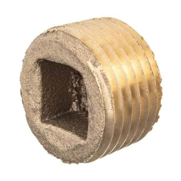 USA SEALING ZUSA-PF-10559 Brass Class 125 Pipe Fittings, Square Socket Plug Plug, 1-1/4" Pipe Size, NPT Thread Type, 1-1/4" NPT Male