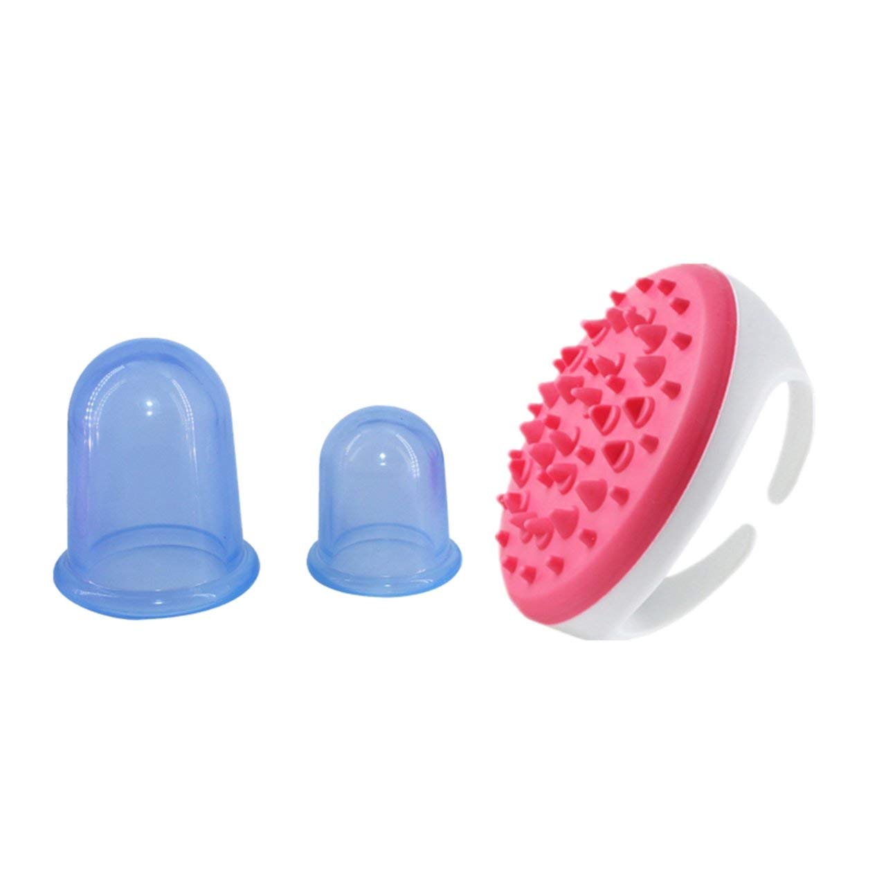 BelovedkaiAE Portable Strong Suction Anti Cellulite Silicone Body Massager Vacuum Cups with Massage Brush - Set of 2 Pieces