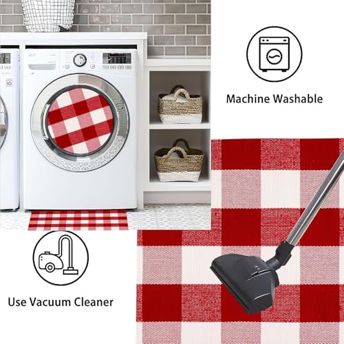 Tapete decorativo de algodón tejido plano 2'x3' rojo miniatura 5