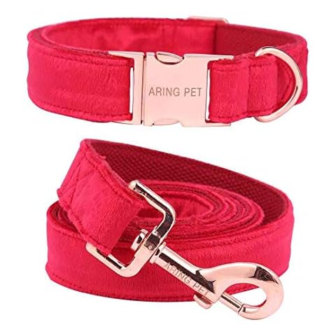 ARING PET Dog Collar and Lead Set, Velvet Dog Collar, Dog Collar and Lead, Adjustable Dog Collar for Small Medium Dogs Cover