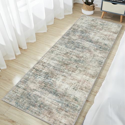 2'6''x8' Runner Rugs Washable Rug: Modern Abstract Hallway Runner Rug Indoor Soft Low Pile Thin Carpet Anti-Skid Non-Shedding Carpets for Kitchen, Entryway, Laundry, Bedroom - Multi Color