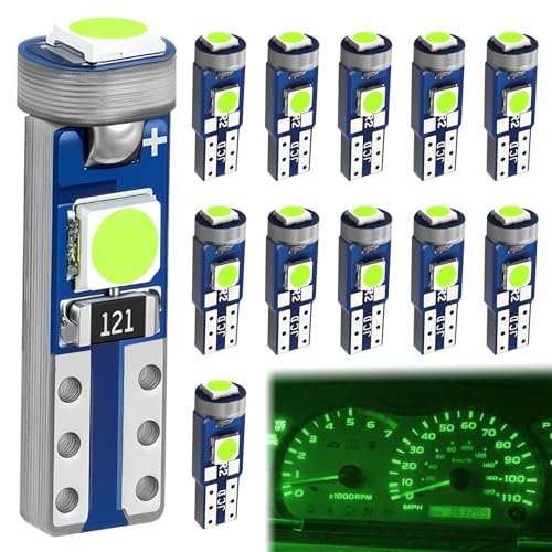 12 LED T5 Verde para Tablero de Auto, Pack 12