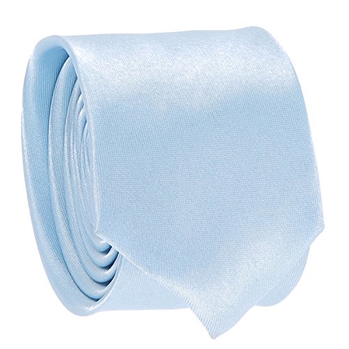 Cravate Fine Bleu ciel n°2 - Cravate Homme Coupe Slim Moderne - 5cm à la Pointe - Couleur Unie - Accessoire Chemise pour Mariage, Cérémonie
