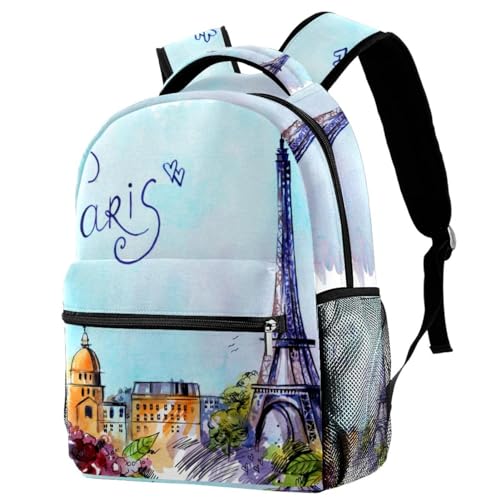 Sac à dos de voyage décontracté imprimé Paris pour les sorties et week-ends