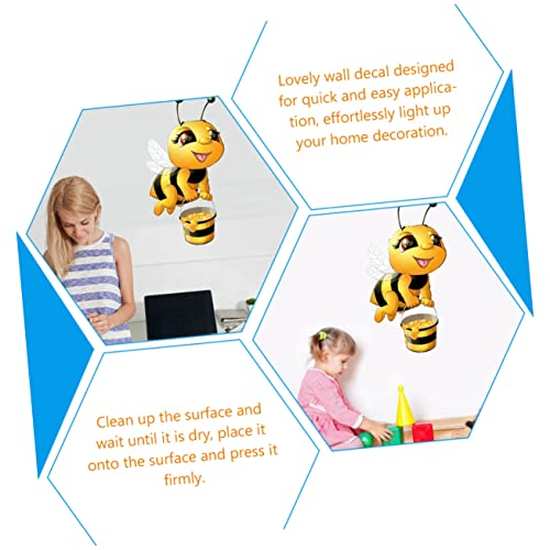Hohopeti 4 Pcs Pvc Removable Bees Kids Decals Room Diy Art Cartoon Stickers Animal Window Mural For Bee Bedroom Nursery Playroom Decor Wall Bumblebee Decal Decorations #TOP7