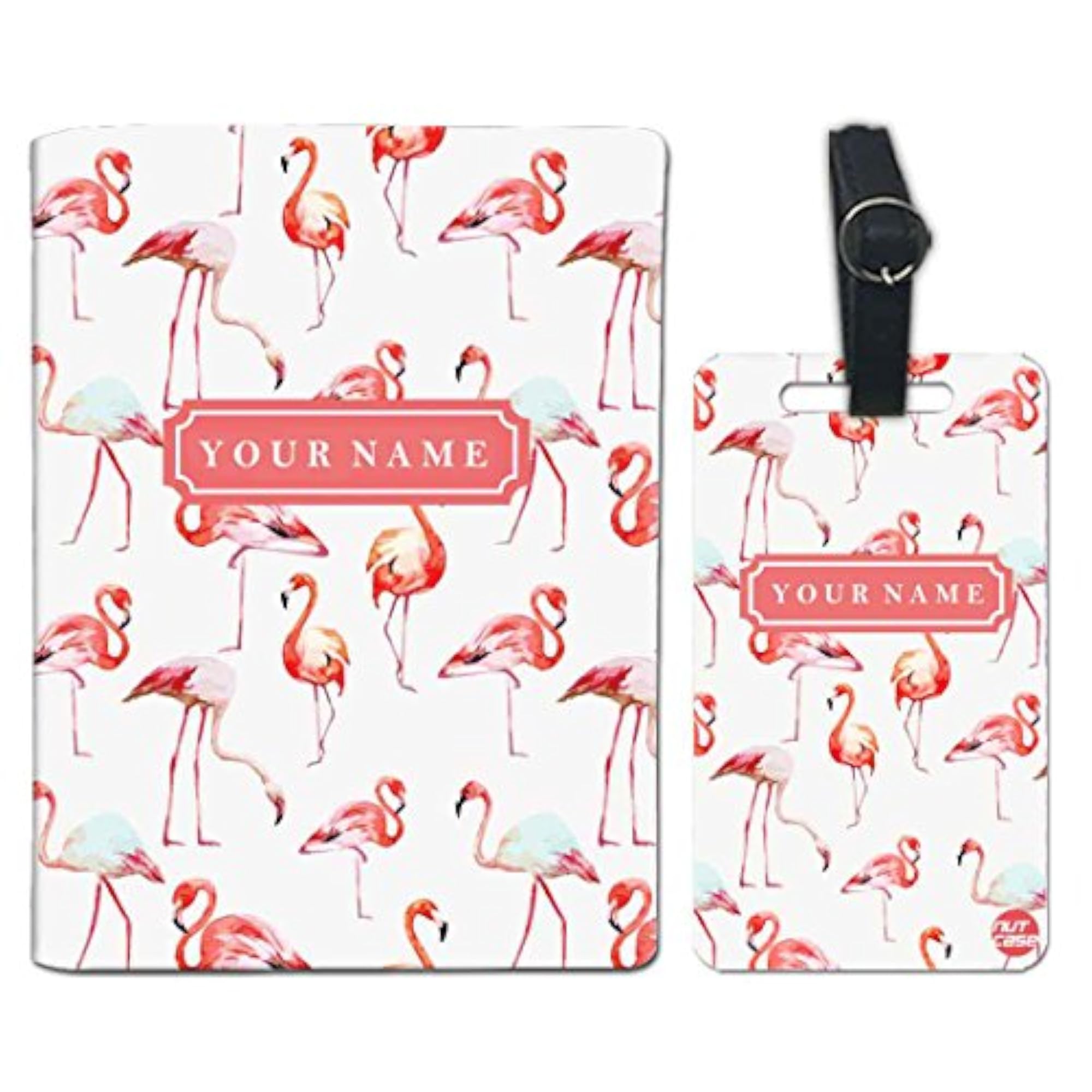 Personalized Flamingo Pink Passport Cover & Luggage Tag Set