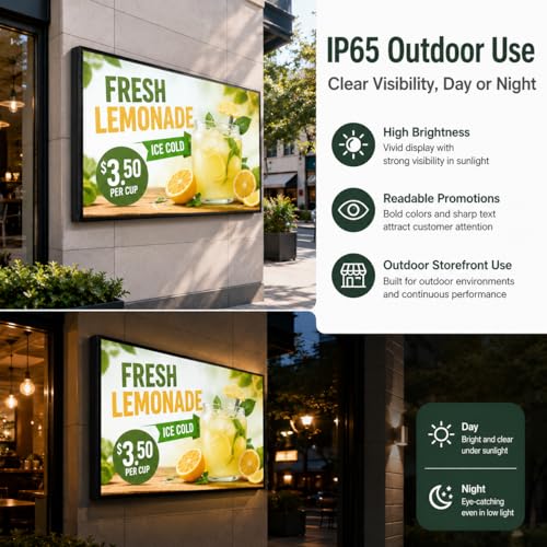 Image of CX 65 x 34 Inch P5 Outdoor LED Sign, 320 x 160 Full-Color RGB Message Board with WiFi, Mobile App and USB Control, IP65 Display for Scrolling Text, Images and Video