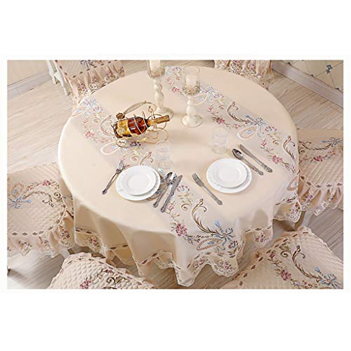 Nappe de table WENJUN antitache en coton lin avec housse de chaise - 6