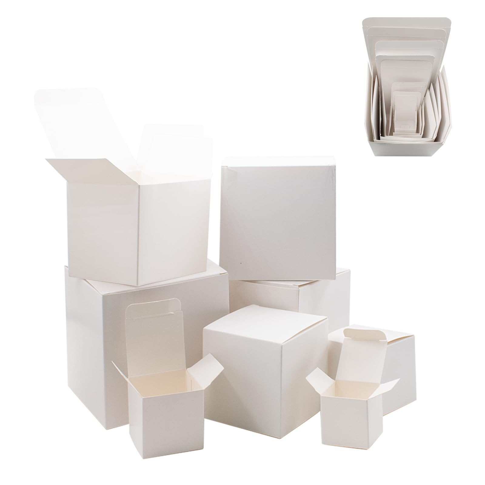 JoyHuaTrade 8 PCS Nesting Gift Boxes Assorted Size (1.2'' -4'') Prank Surprise White Square Box Funny Gag Supplies for Christmas Birthday Wedding Packaging Presents or Decoration