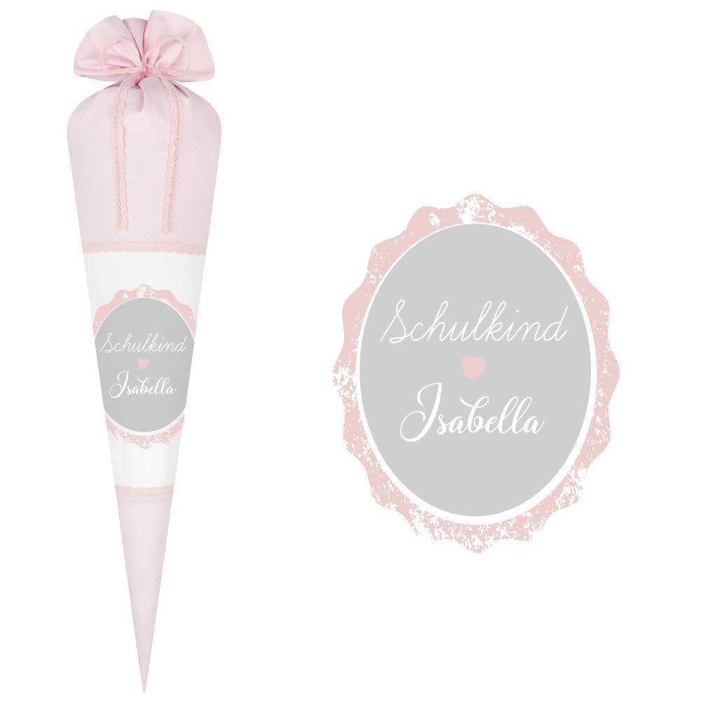 Schultüte mit Namen aus Stoff 70cm groß