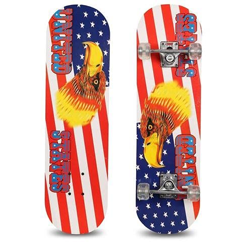 Prokick Furious Eagle Wooden Skateboard-28 inches (White/Red/Blue)