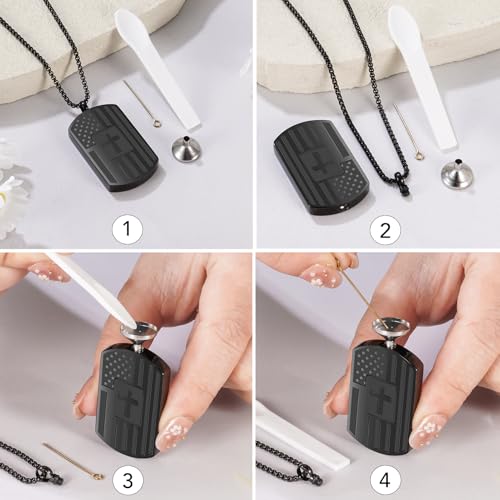 Flag Tag Urn Necklace for Ashes Cross Tag Cremation Jewelry for Ashes Stainless Steel Ashes Necklace for Women Men4