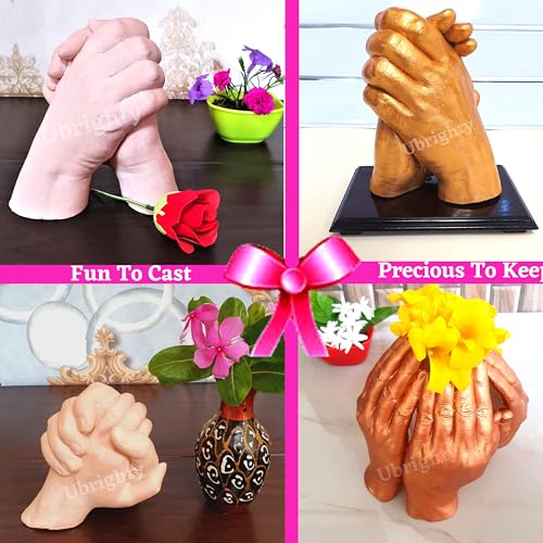 Ubrighty Hand Casting Kit - Couple Casting kit, Husband, Parents, Spacial Anniversary, Birthday Gift, 3D Moulding Powder for Hand, Foot, Molding Clay, Hand Mould Kit for Couple (Standard Couple KIT) (Image - 4)