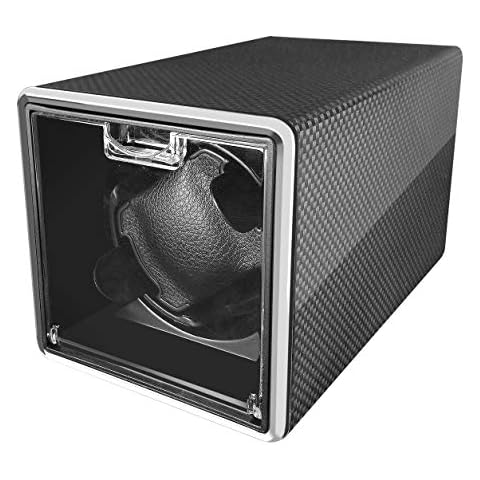 POUILLA Carbon Fibre Piano Painting Automatic Single Watch Winder with Quiet Mabuchi Motor Cover
