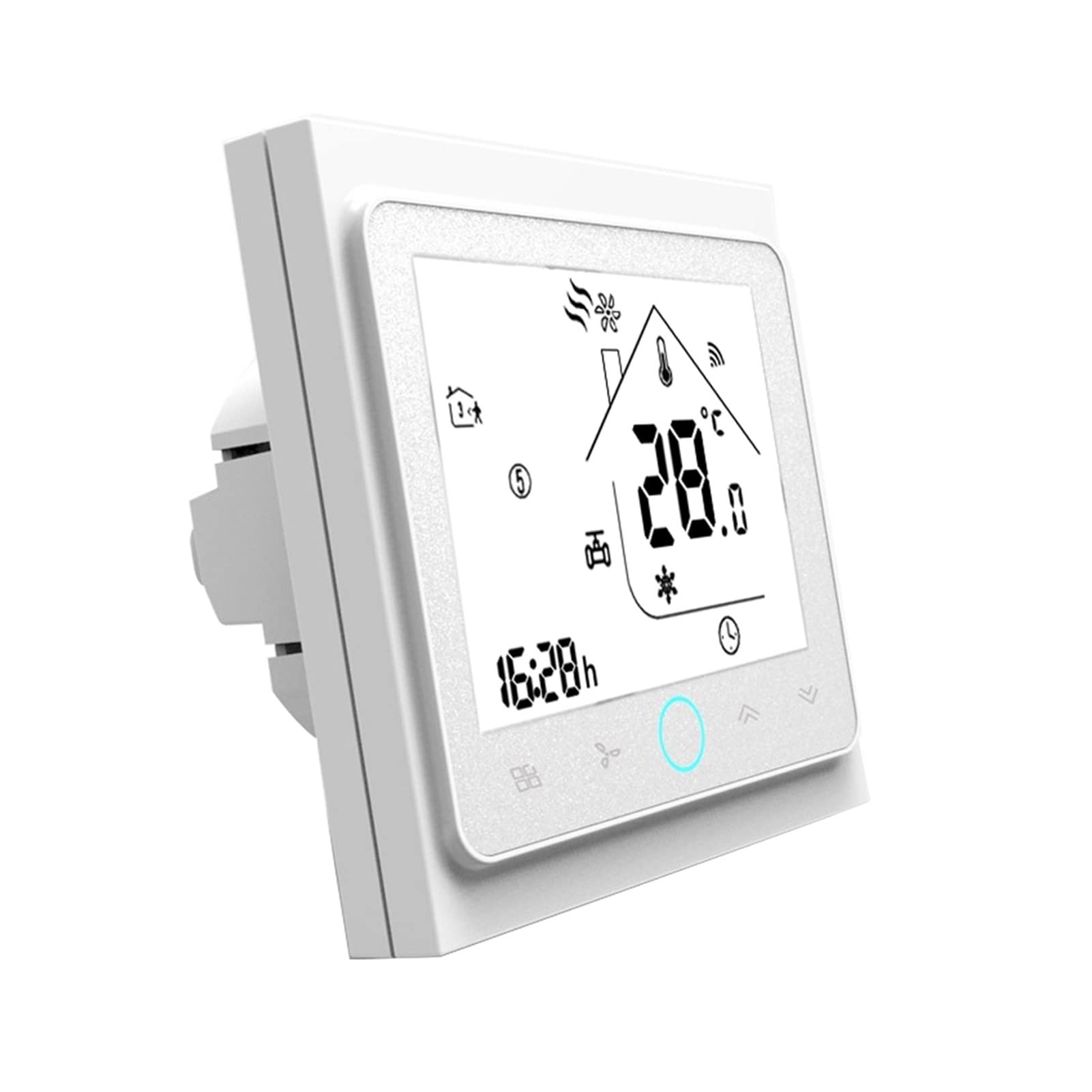 Cyfrowy higrometr termometr wewnętrzny Smart TERMOSTAT 2P / 4P Centralne Klimatyzacja chłodząca/Ogrzewanie System regulator temperatury do cewki wentylatora Z wyświetlaczem LCD(Wit,2P AND NO WIFI)