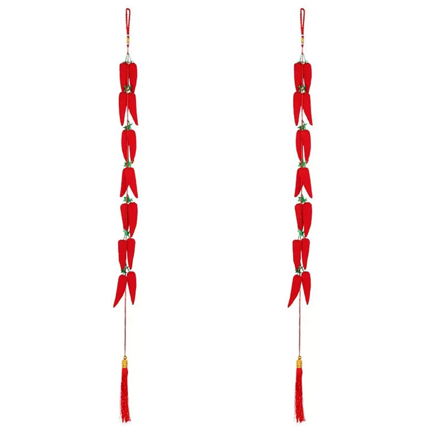 MAFENT2 Pcs Red Chili Peppers Chinese Lucky Ornaments Artificial Chili Peppers Wall Hanging Decorations for Chinese New Year Mexican Fiesta Party Home Kitchen Decor