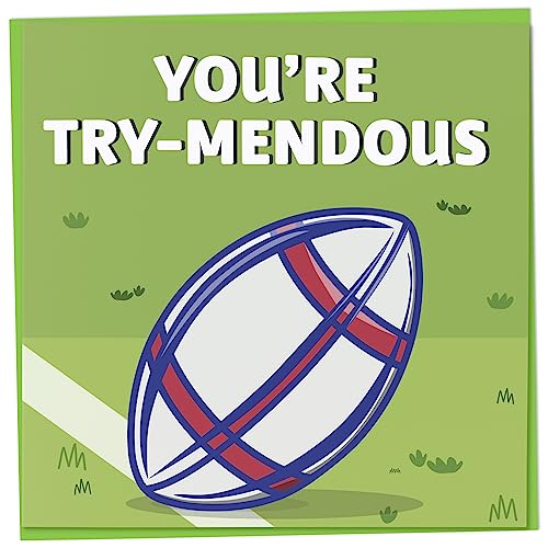 Rugby Birthday Card for Men, You're Try-Mendous, Card for Rugby Fan or Sport Lover, Rugby Gift for Men