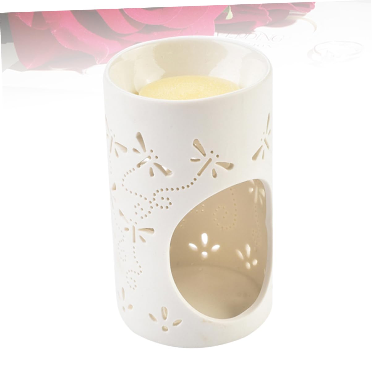Cabilock Essential Oil Burner Ceramic Tea Light Holder Hollow Dragonfly Candle Holder