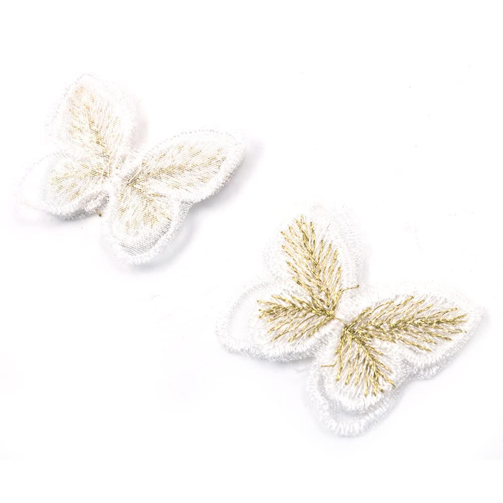 CENPEK 20PCS Butterfly Style Lace Applique, Polyester Butterfly Patch, Bridal Sewing Lace Appliques for Gown, Garter, Sash, Headpieces, Veil, 3.5x3cm (White)