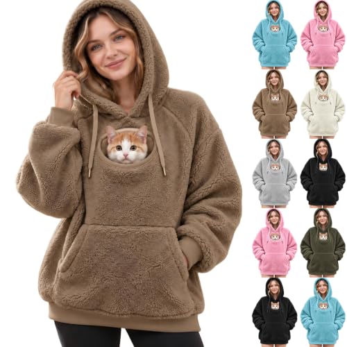 Cat Pouch Hoodies Women Hooded Oversized Fleece Plush Cute Hoodies - image 1