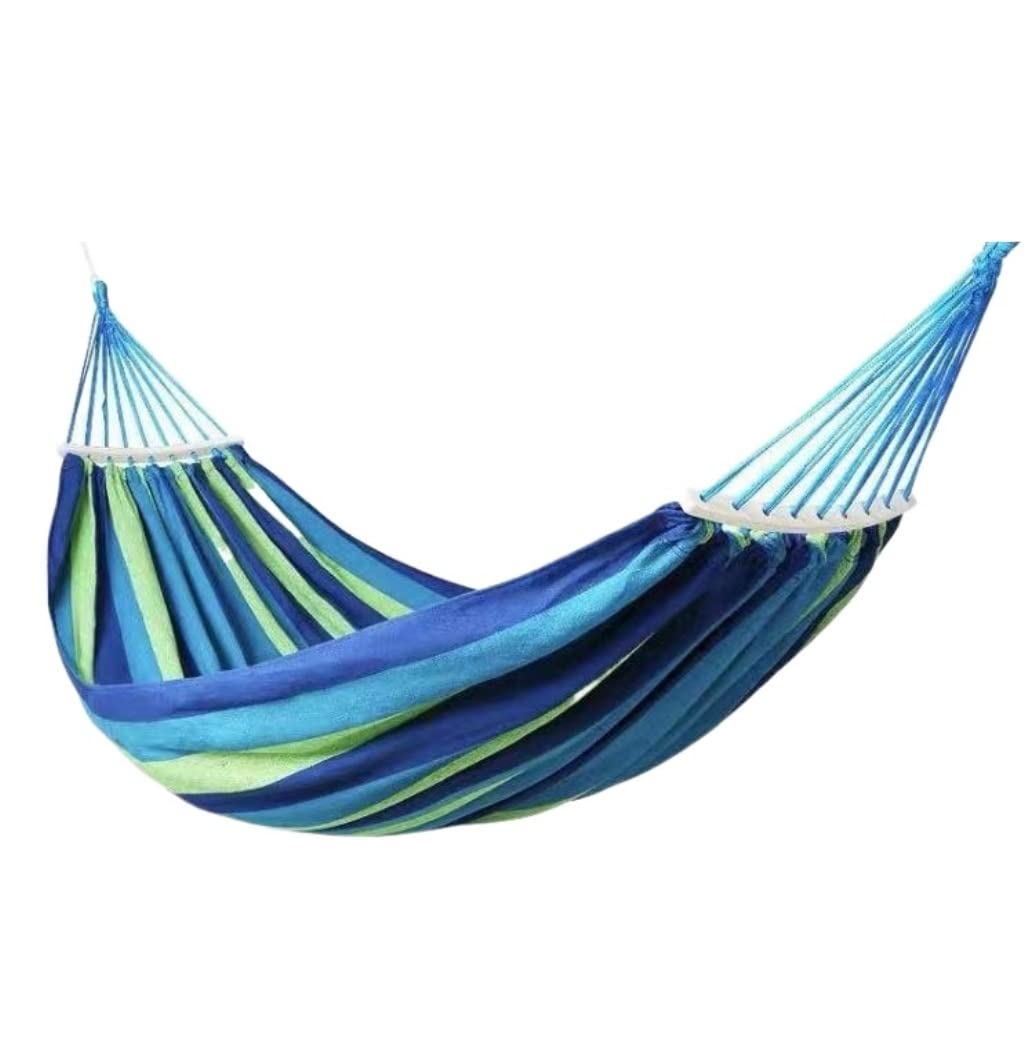 Hammock Swing Outdoor Bed Portable Hammock Outdoor Garden Home Swing Canvas Stripe Hang Bed For Camping Easy Setup(D)
