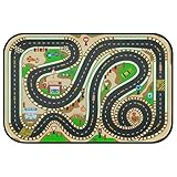 Kids Race Track Play Rug - Car Road Map Realistic 3D Cascading Soft Non-Slip 2x3 Ft Carpet Toys Mat Washable Playroom Bedroom Boys Nursery Educational Area Rug Entrance Mats Classroom Decor