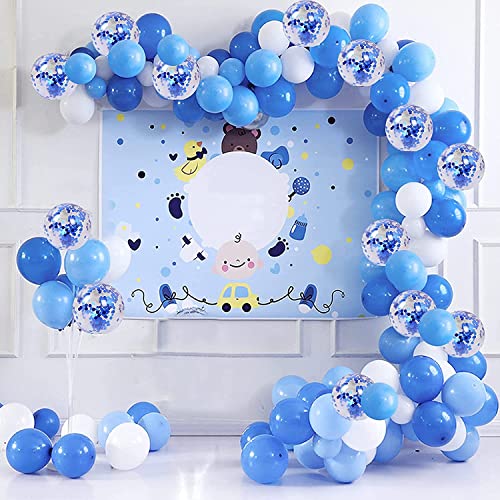 Globos Guirnalda Kit Azul,Globos Arco 122 Piezas Globos Azul Látex Globos Confeti Paquete de Globos Cover