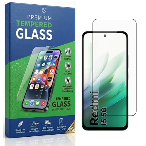 Image of Tempered Glass Compatible With Redmi 15 5G 6.9 | 9H Hardness | HD Clarity | Anti-Fingerprint | High Touch Sensitivity | Premium Screen Protector Guard