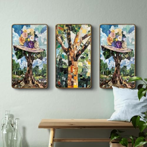 Image of Livin'luxe Set of 3 modern art Madhubani painting Premium Golden Framed Wall paintings for living room, bedroom, home decoration, wall decoration 35 inch x 20 inch SG17