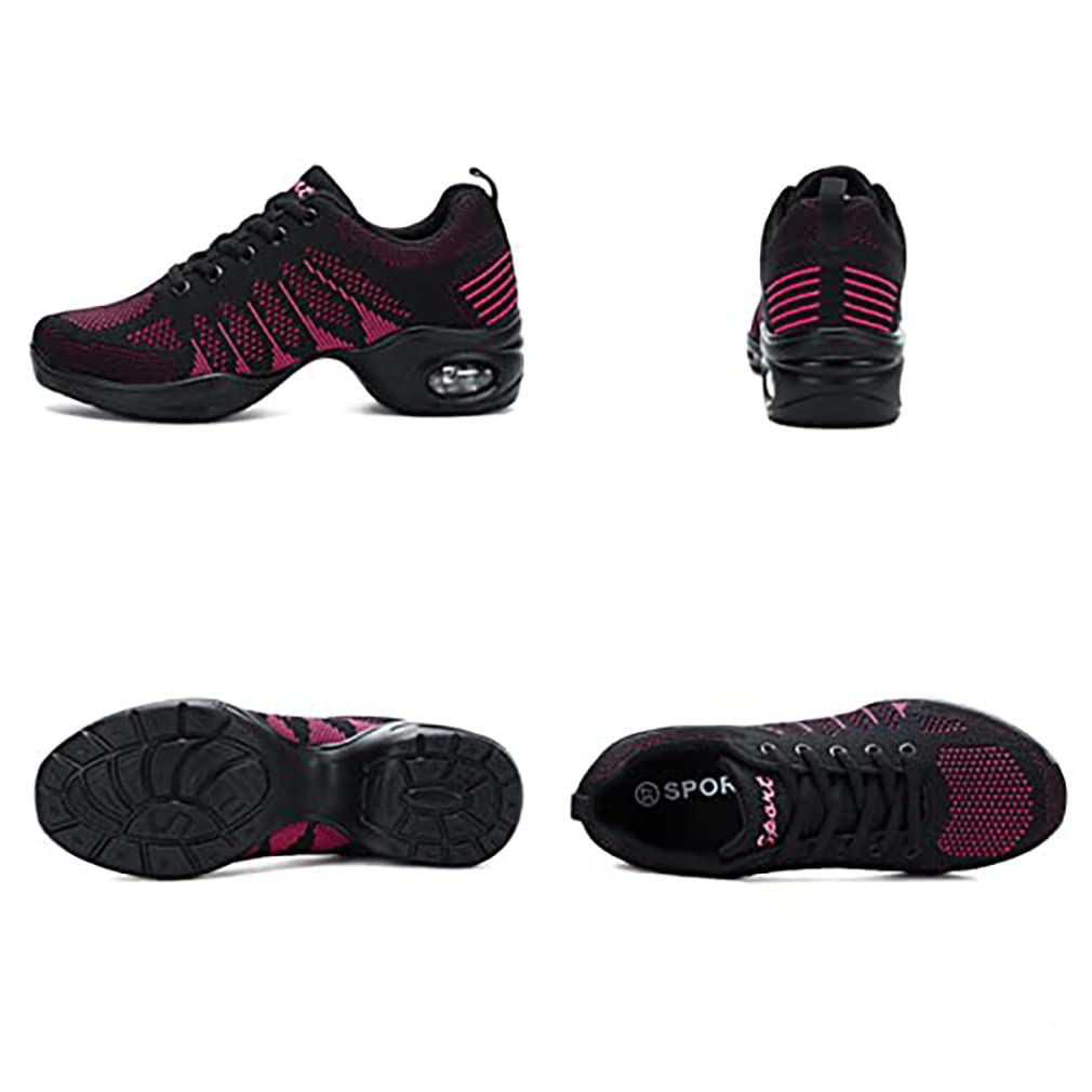 Zapatillas Jazz Zapatillas de Danza Moderna para Mujer Señoras de Encaje hasta Zapatillas de Deporte Transpirable de Baile de salón de Zapatos de Baile al Aire Libre