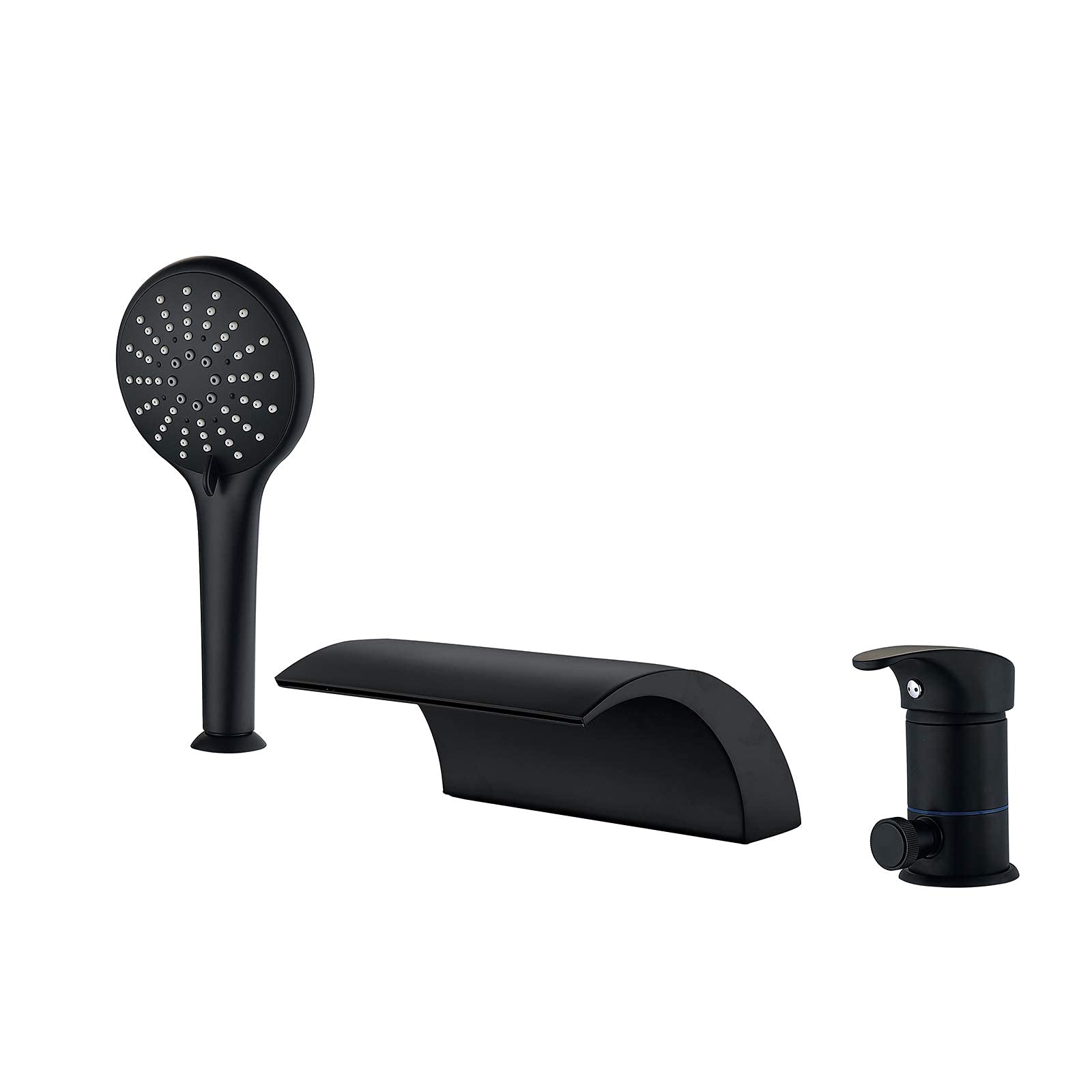 Robinet de baignoire cascade noir LUNEZY à 3 trous pour montage sur pont